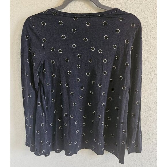 Boden Woman Size 8 Long Sleeve Tee Dark  Bubble Print Tencel Blend Comfort Soft - Picture 2 of 6